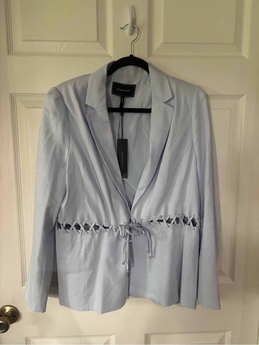 BCBG Light Blue Lace-Up Tailored Blazer - Picture 6 of 12
